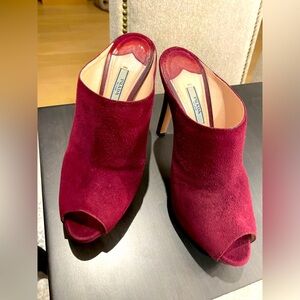 Burgundy Elegant Prada Suede Mules; Size 39.5; Good condition